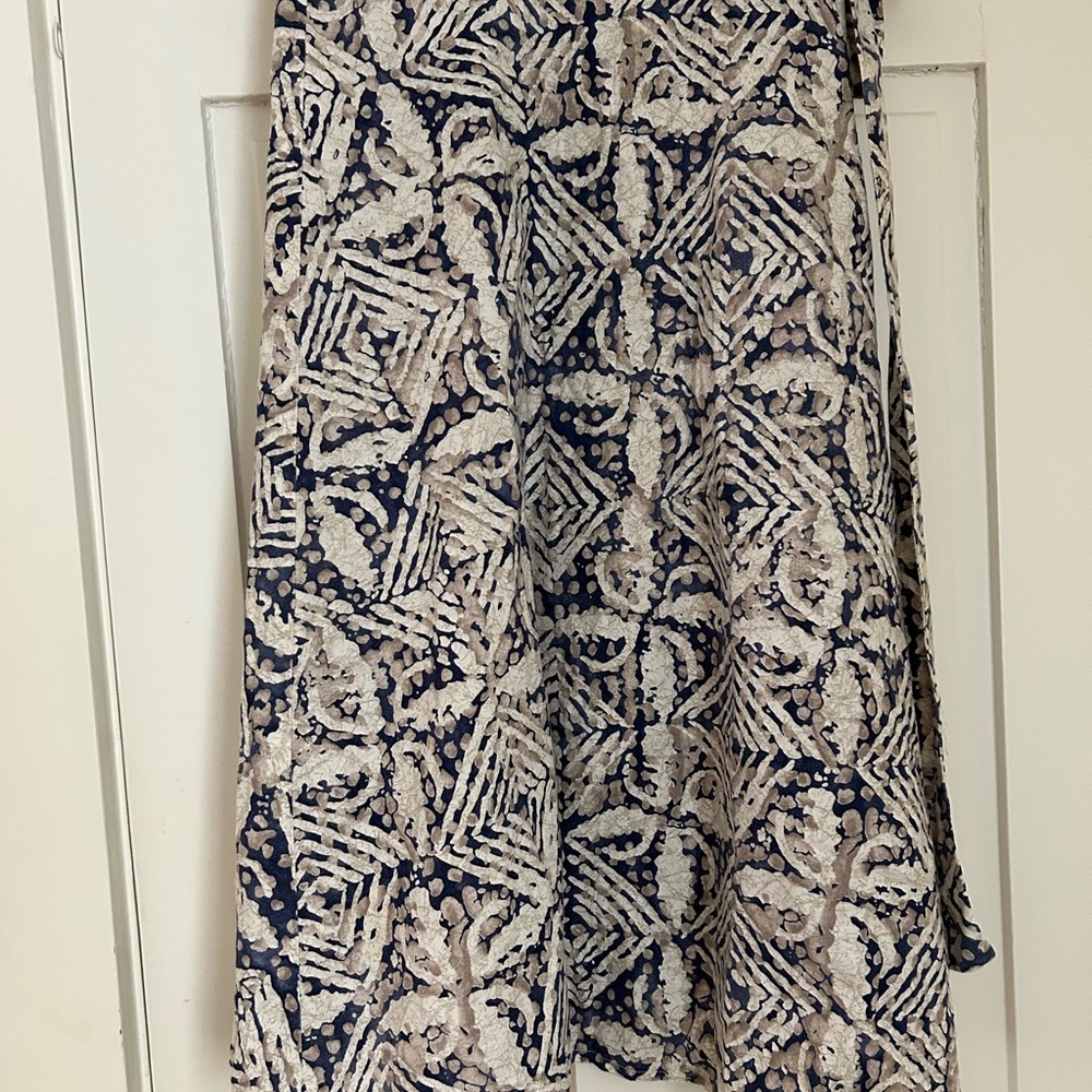 Vintage 100% cotton blue & gray wraparound skirt - Picture 2 of 7